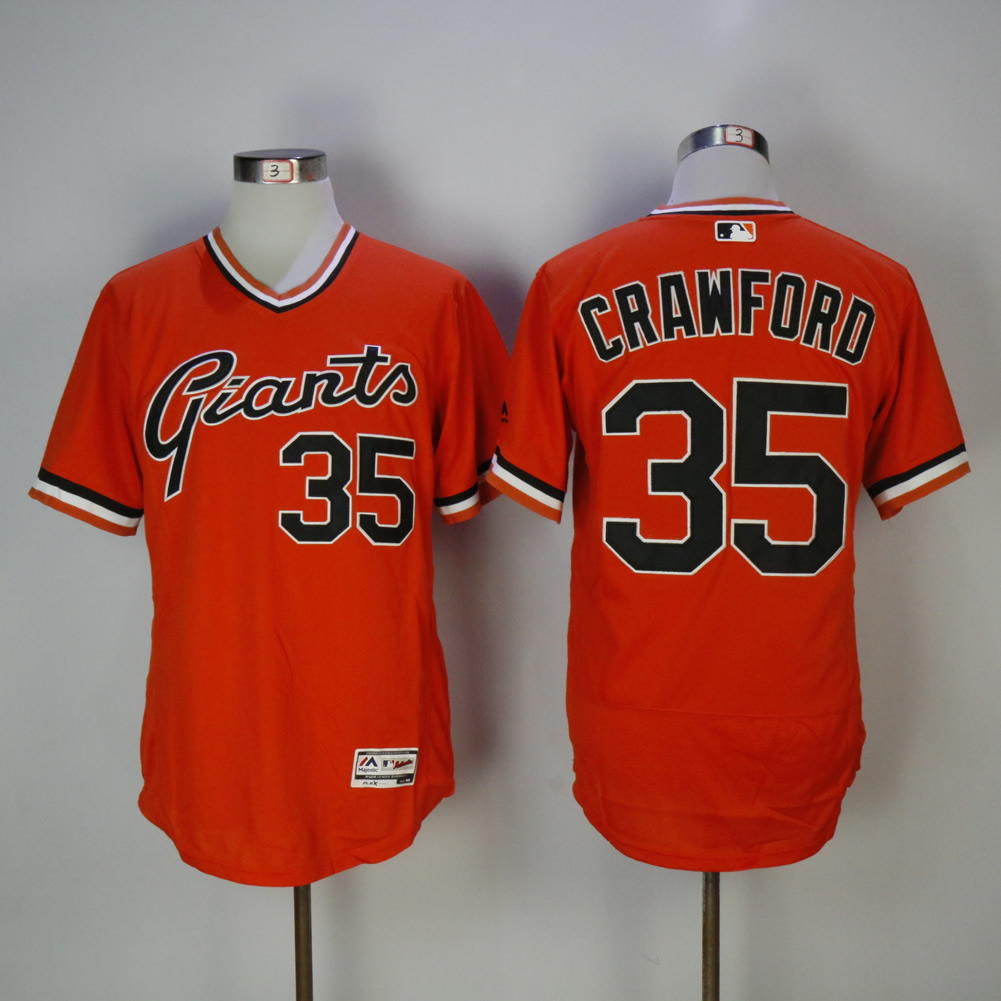 Men San Francisco Giants #35 Crawford Orange Elite MLB Jerseys